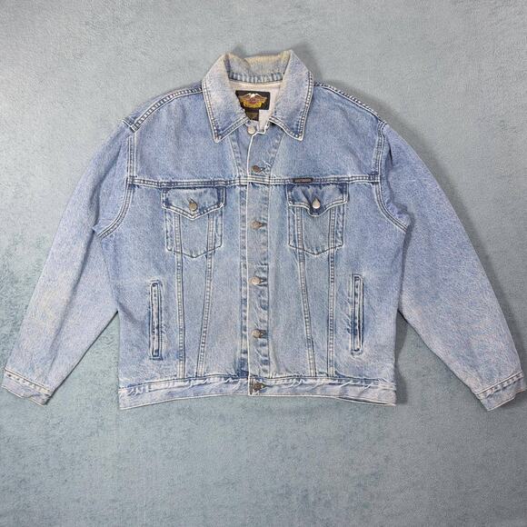 Harley-Davidson Vintage Denim Jacket American Eagle Embroidered Women's Medium - Picture 1 of 10